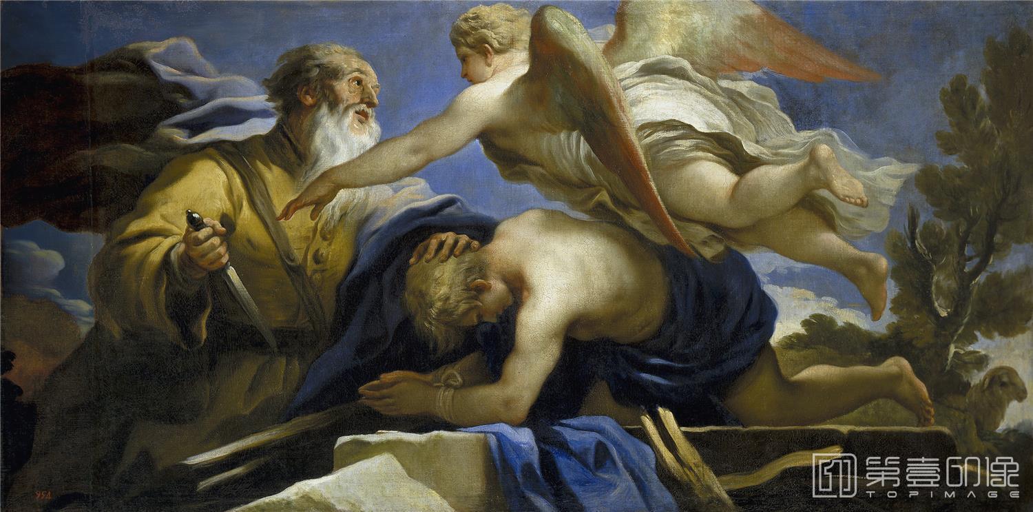 油画-西班牙普拉多美术馆油画藏画-Giordano, Luca-El sacrificio de Isaac-95cm x 196cm-0995